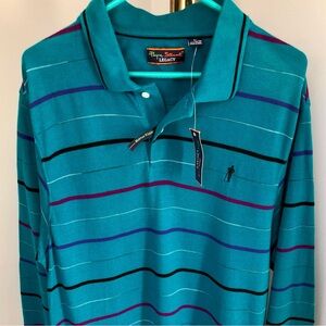 NEW Payne Stewart Long Sleeve Casual Polo Shirt Size Large